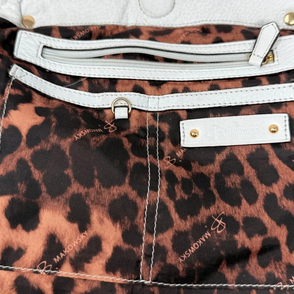 B Makowsky White Leather Hobo Bag Gold‎ Metallic Shoulder Bling Y2K Lux SMOKE